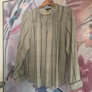 J.CREW Geometric Popover Blouse Size Large